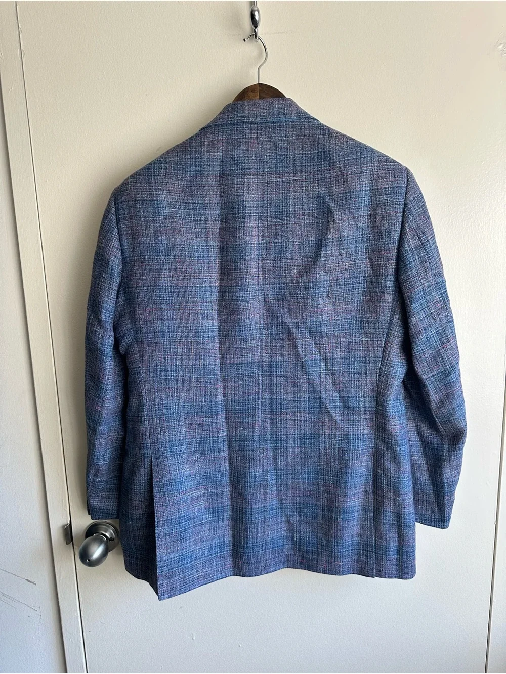 Bespoke Scabal Saville Row Silk Blue Linen Blend Blazer Made in Germany EU52